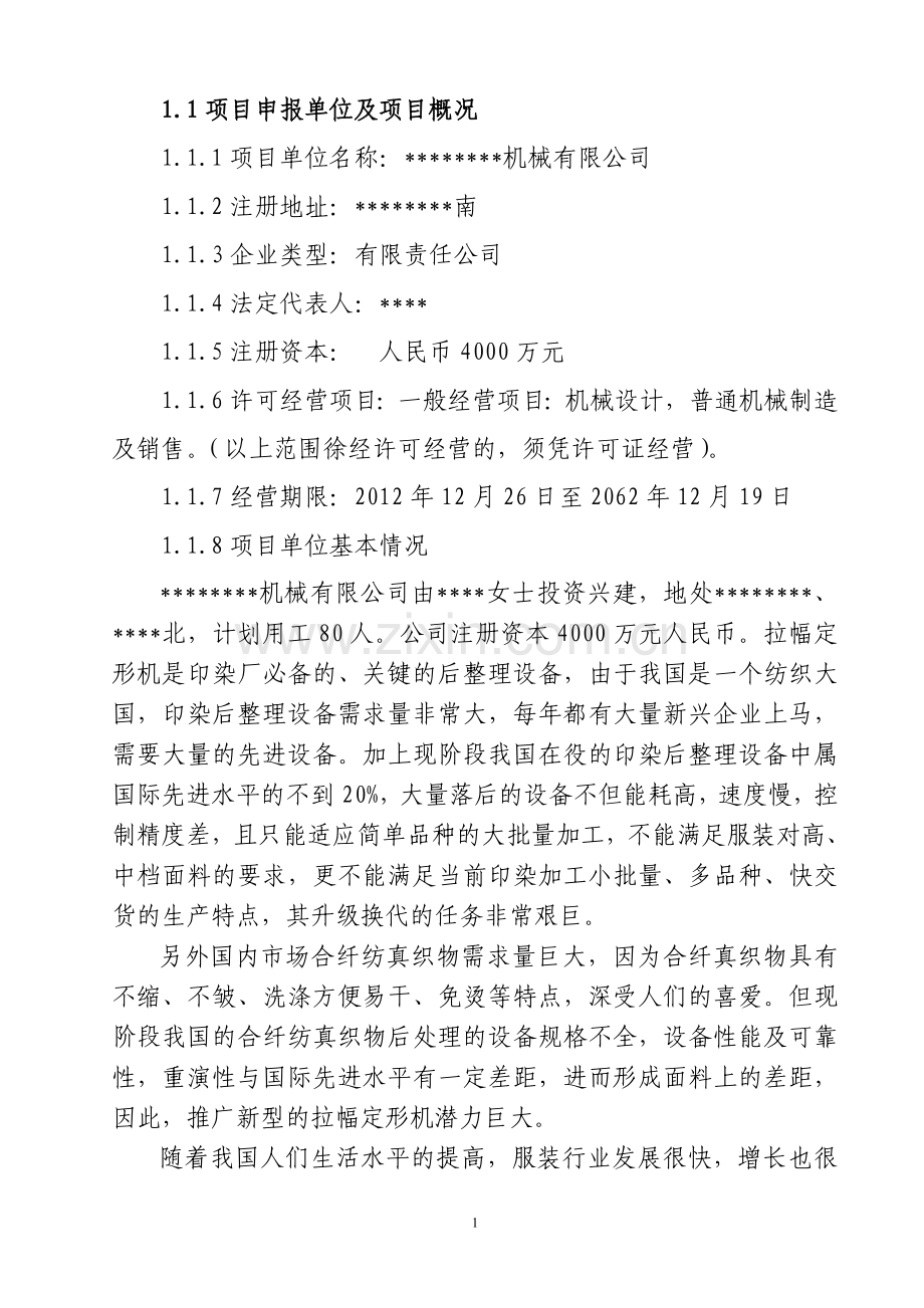 新型拉幅定形机生产项目申请立项可行性研究报告.doc_第2页