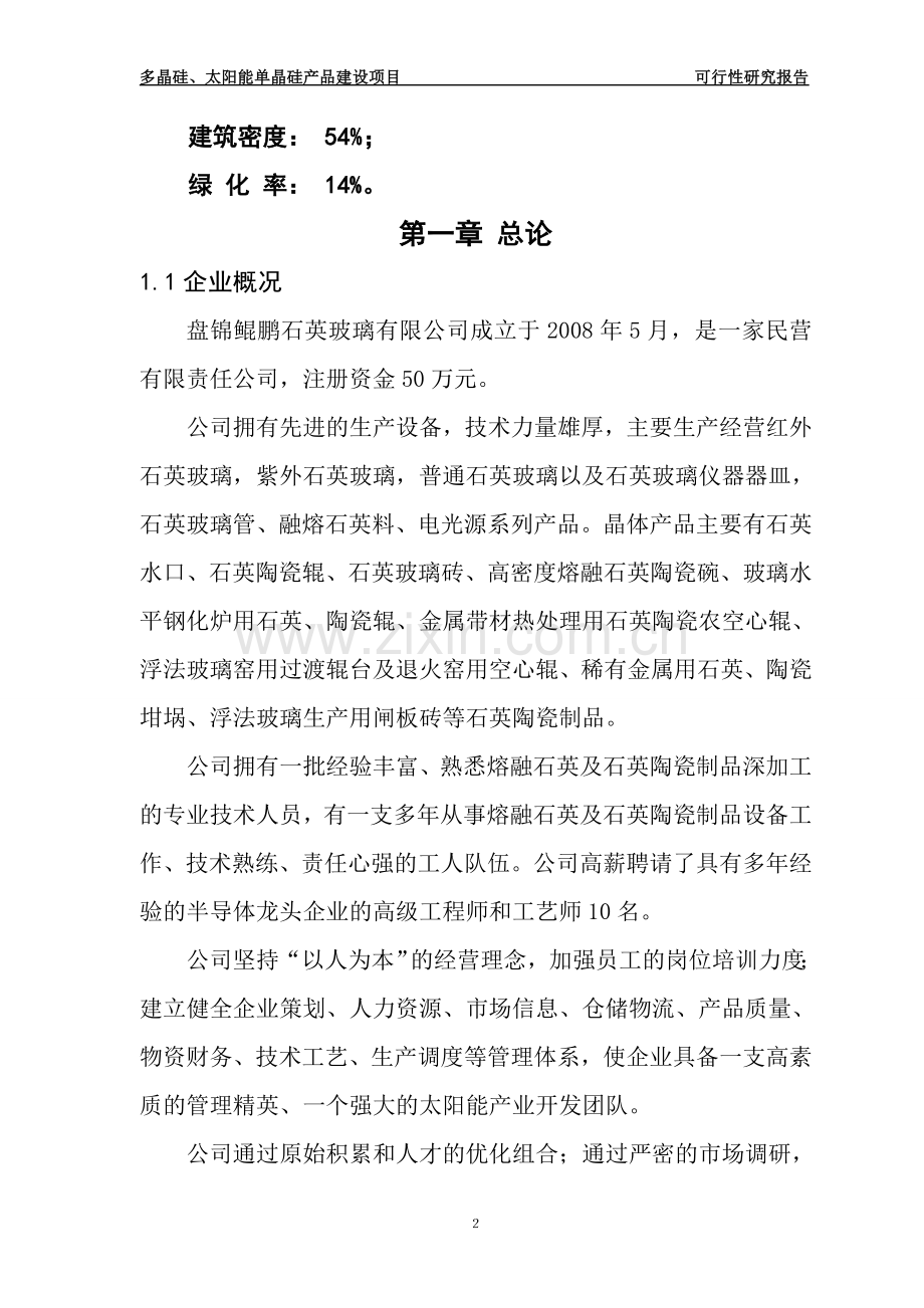 太阳能单晶硅项目-申请立项可研报告.doc_第2页