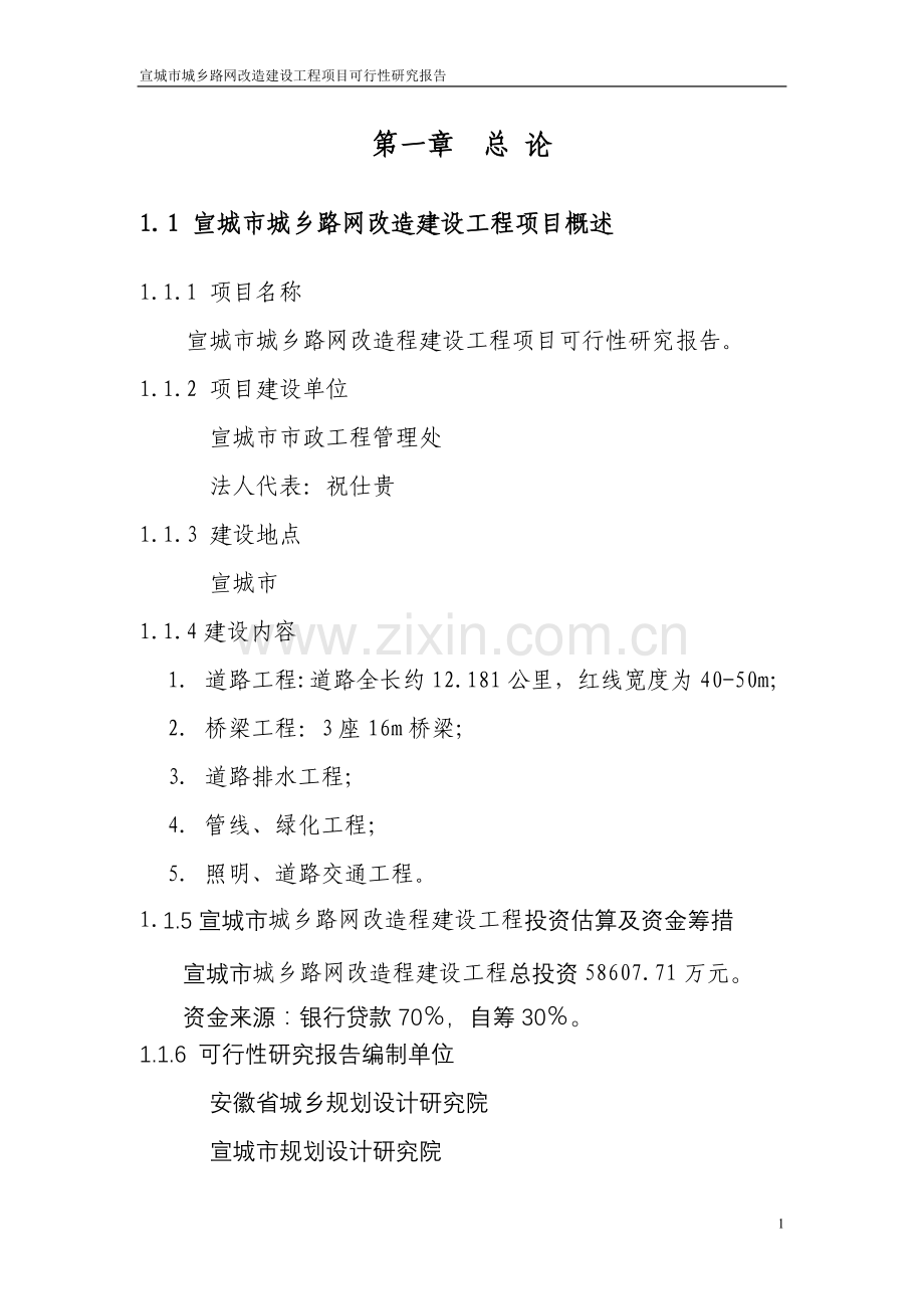 宣城市城乡路网改造建设工程建设可行性研究报告(优秀建设可行性研究报告).doc_第2页