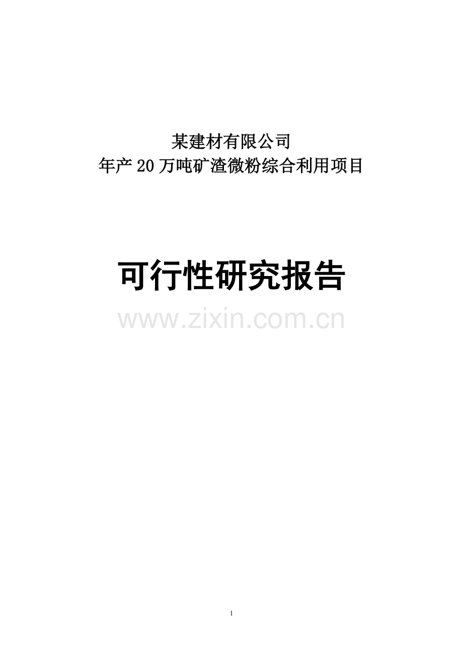 年产20万吨矿渣微粉综合利用项目建设可行性研究报告.doc_第1页