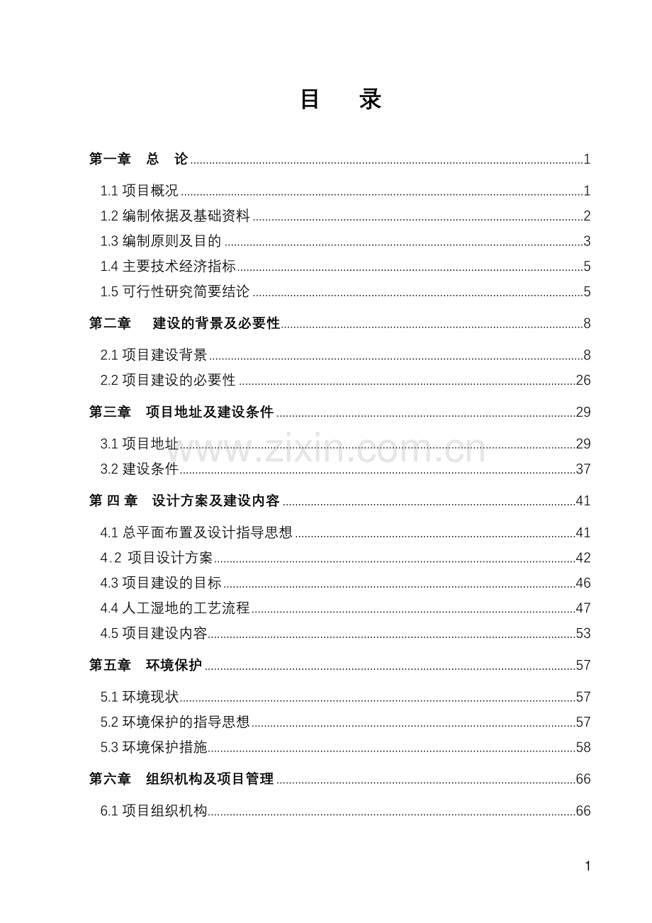 山东省某地区人工湿地水质净化工程项目资金申请报告.doc_第1页