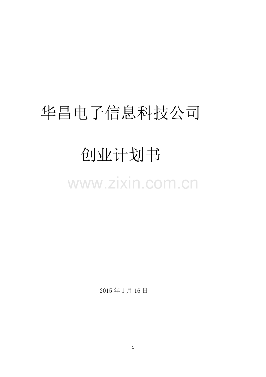 电子信息公司建立创业计划书.docx_第1页