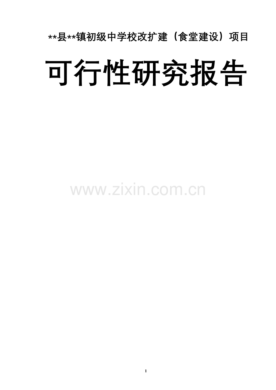 镇初级中学校改扩建食堂建设项目可行性研究报告书.doc_第1页
