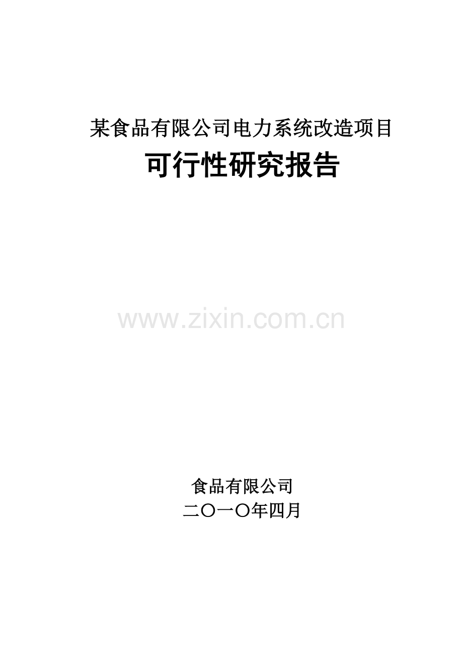 某食品有限公司电力系统项目可行性研究报告.doc_第1页
