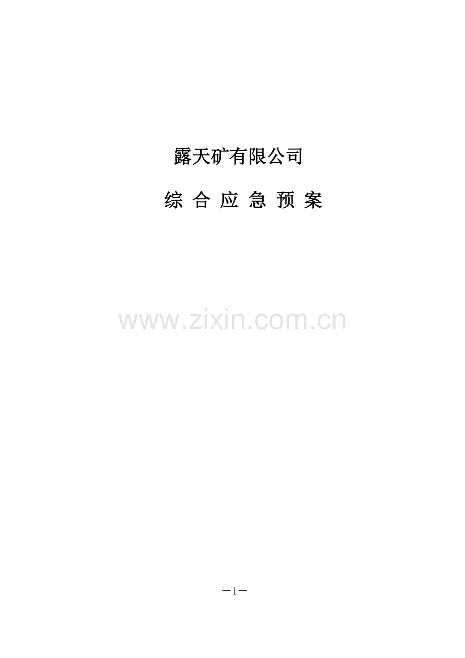 露天矿有限公司综合预案---预案.doc_第1页