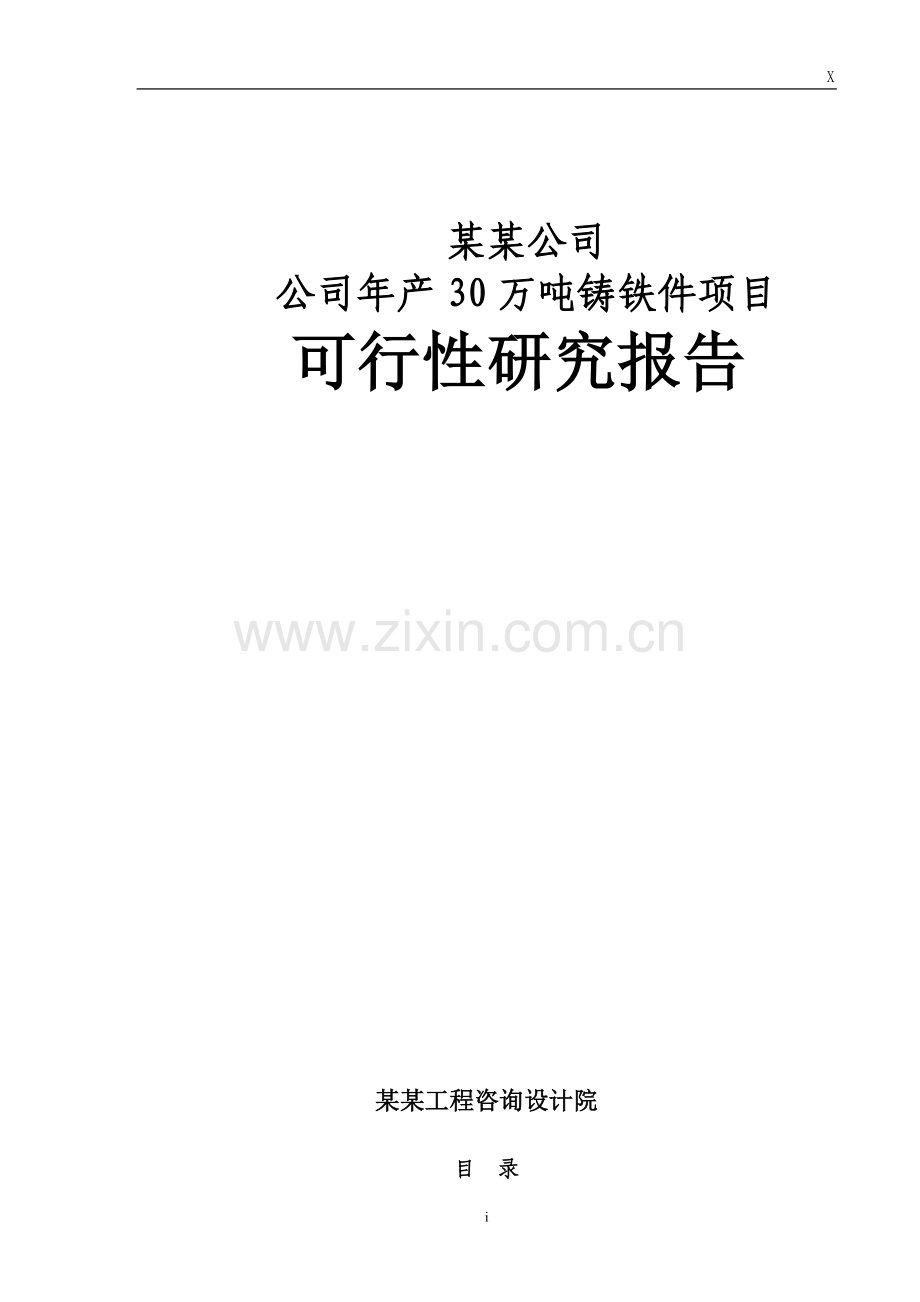 某公司年产30万吨铸铁件项目可行性研究报告(优秀甲级资质报告117页).doc_第1页