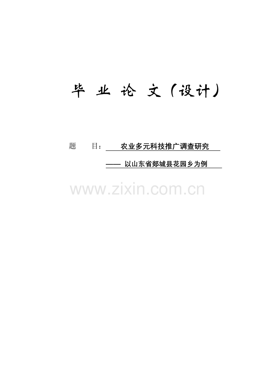 农业多元科技推广调查研究(1)本科论文.doc_第1页