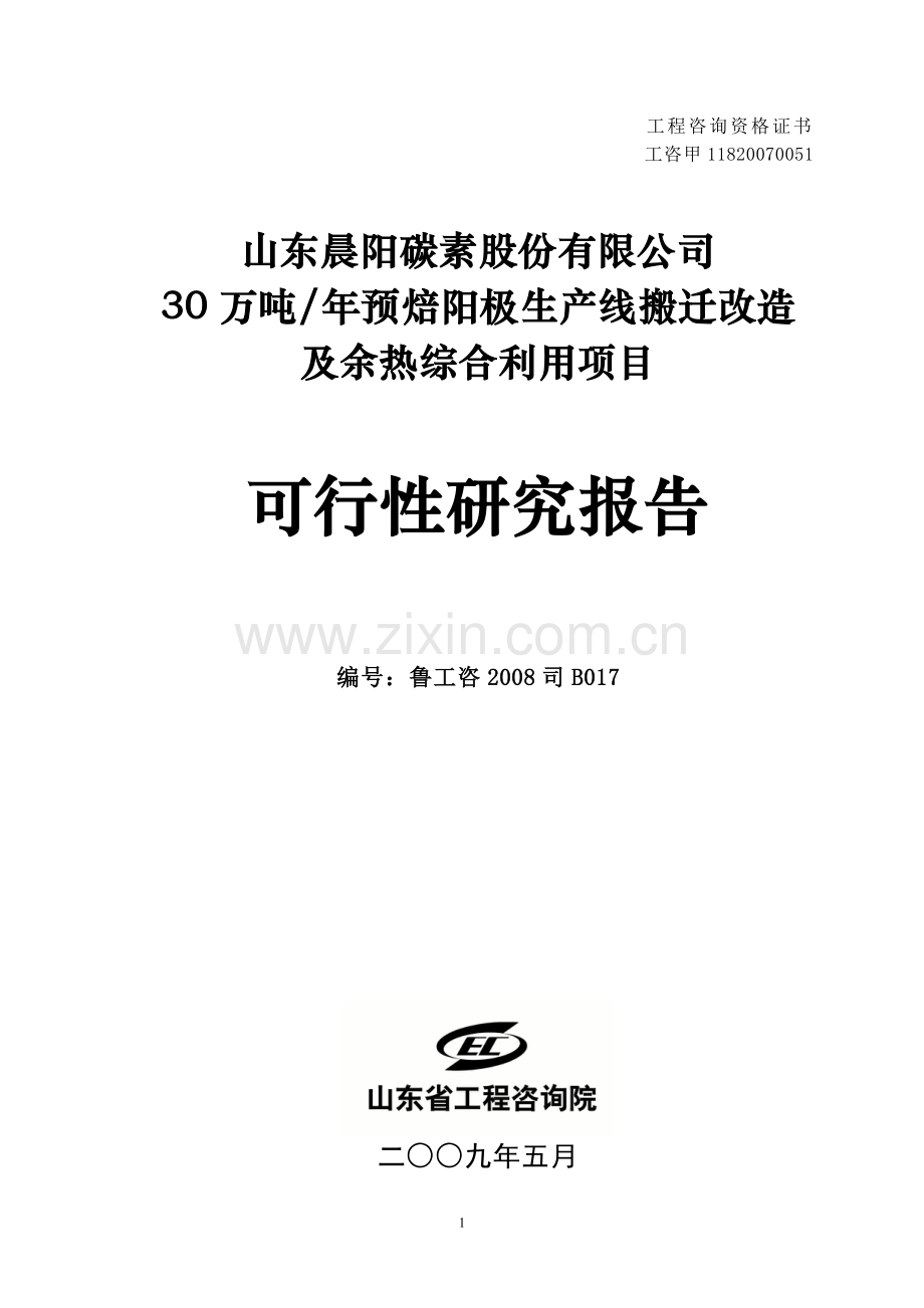 退城入园30万吨预焙阳极项目可行性研究报告.doc_第1页