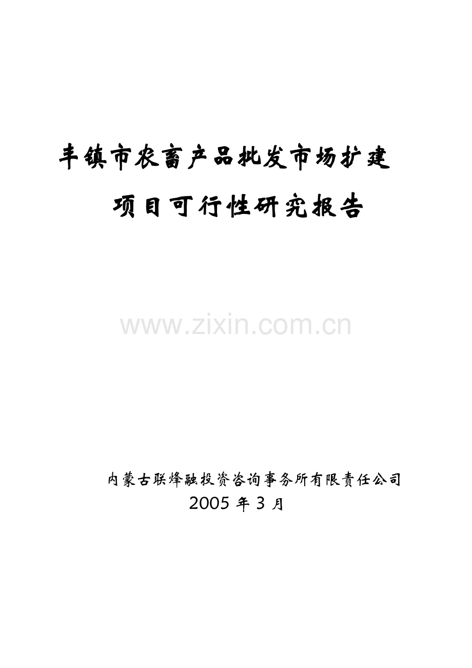 农畜产品批发市场扩建项目申请立项可研报告.doc_第1页