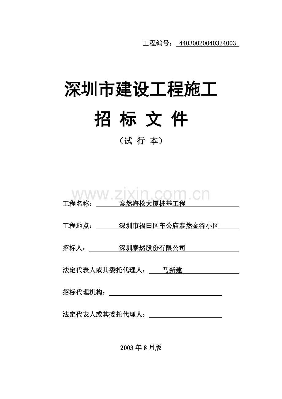 深圳市建设工程施工桩基工程招标文件.doc_第1页