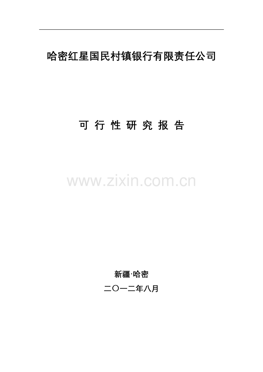 村镇银行项目建设可行性研究报告.doc_第1页