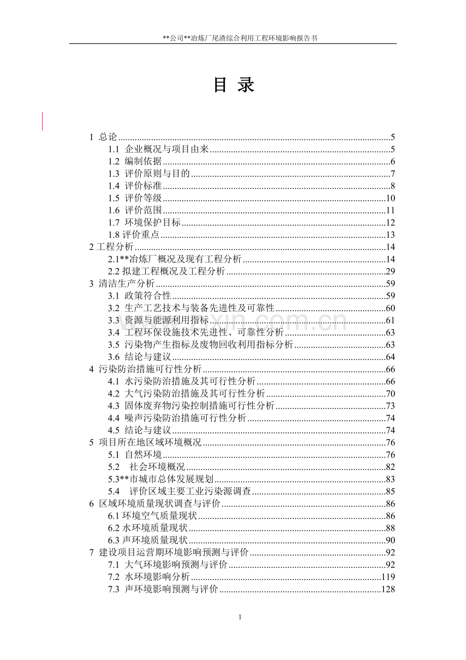 冶炼厂尾渣综合利用工程项目建设环境风险报告.doc_第1页