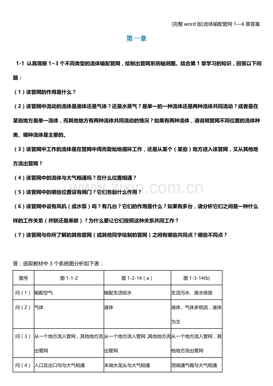 流体输配管网1—6章答案.doc_第1页