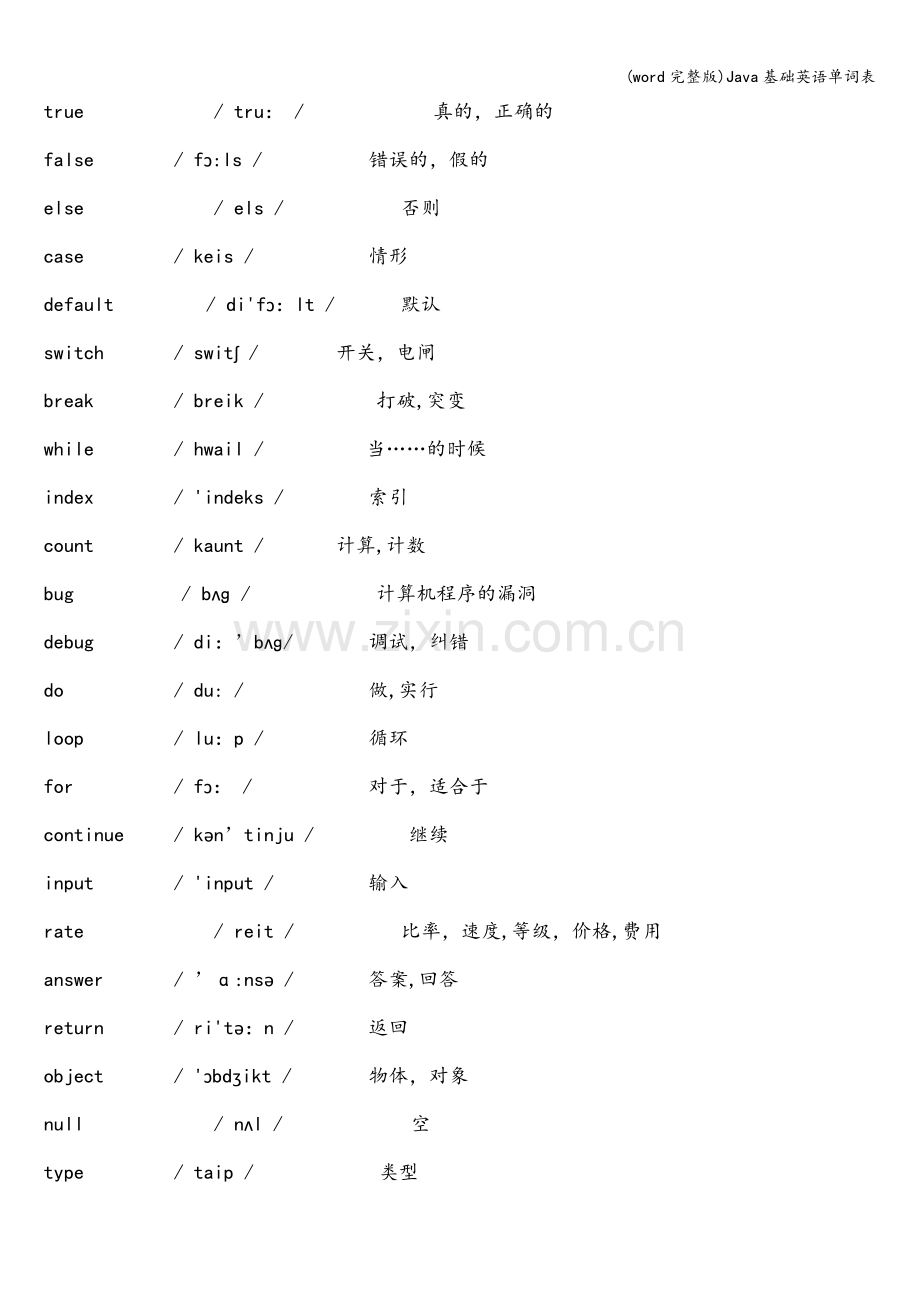 Java基础英语单词表.doc_第2页
