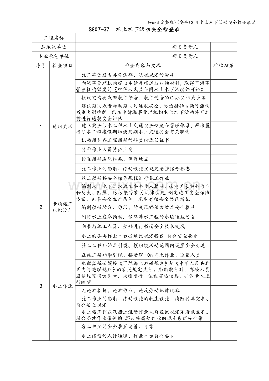 (安全)2.4水上水下活动安全检查表式.doc_第1页