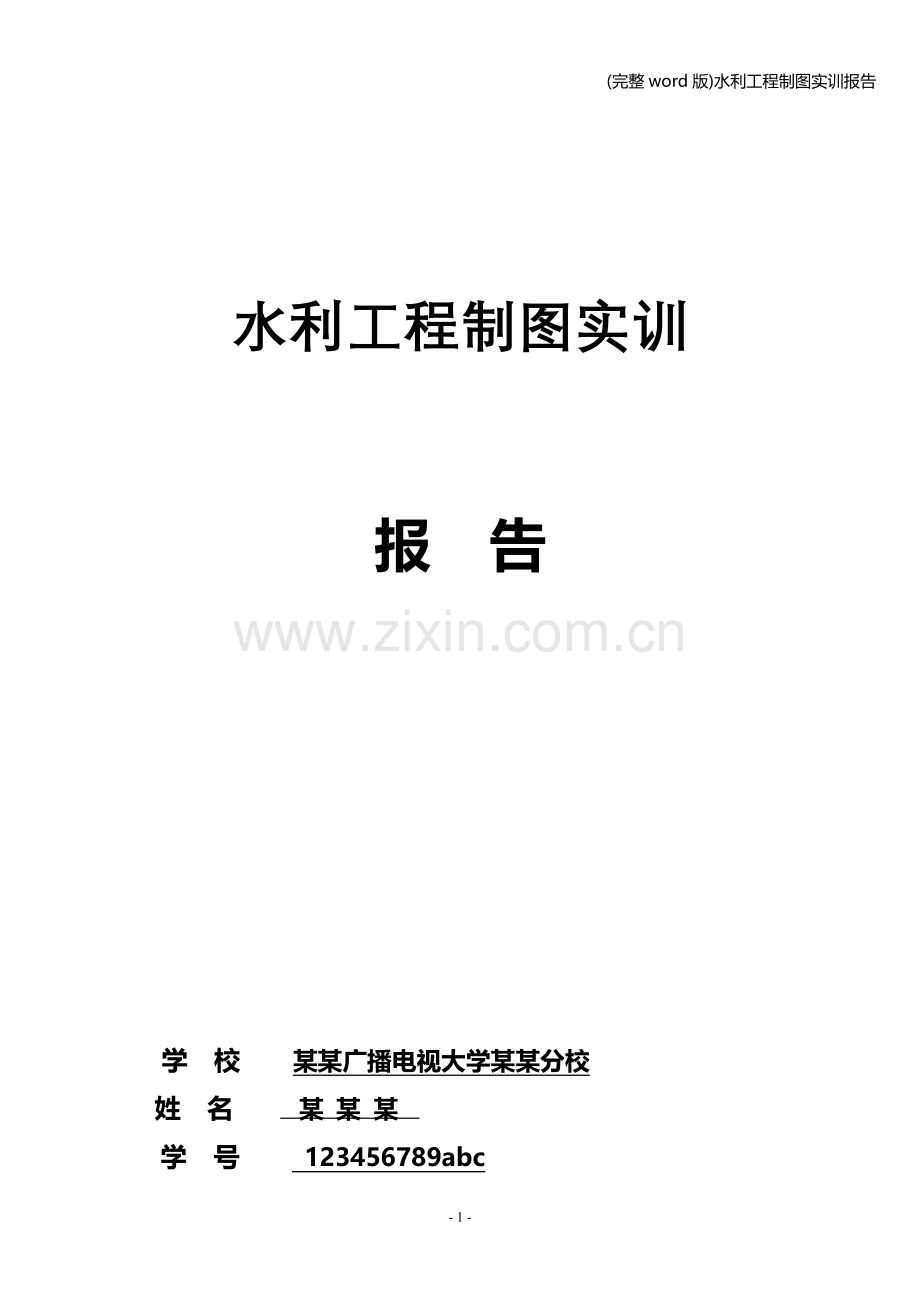 水利工程制图实训报告.doc_第1页