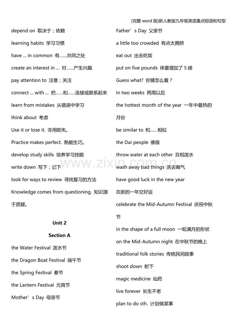 新人教版九年级英语重点短语和句型.doc_第2页