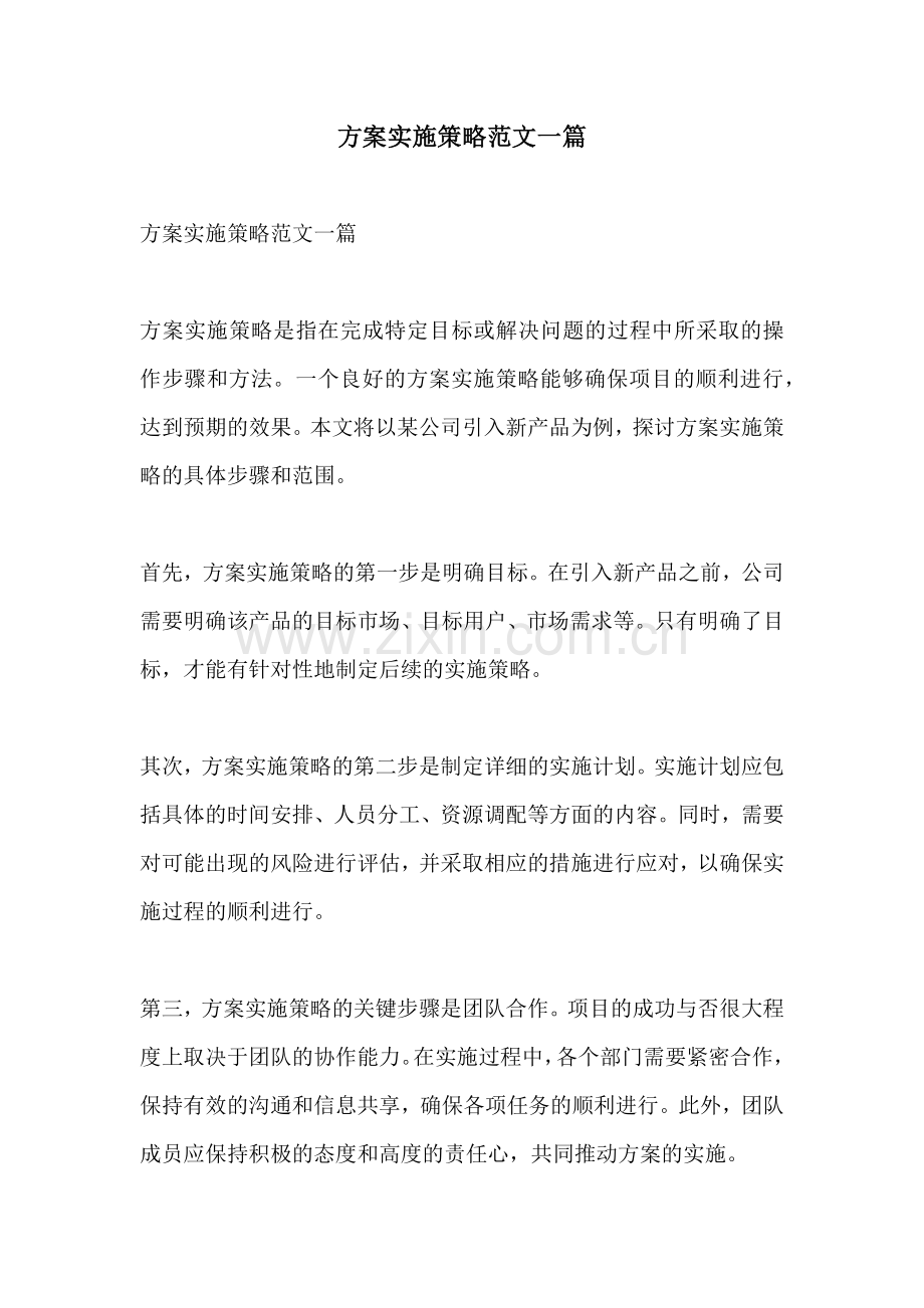 方案实施策略范文一篇.docx_第1页