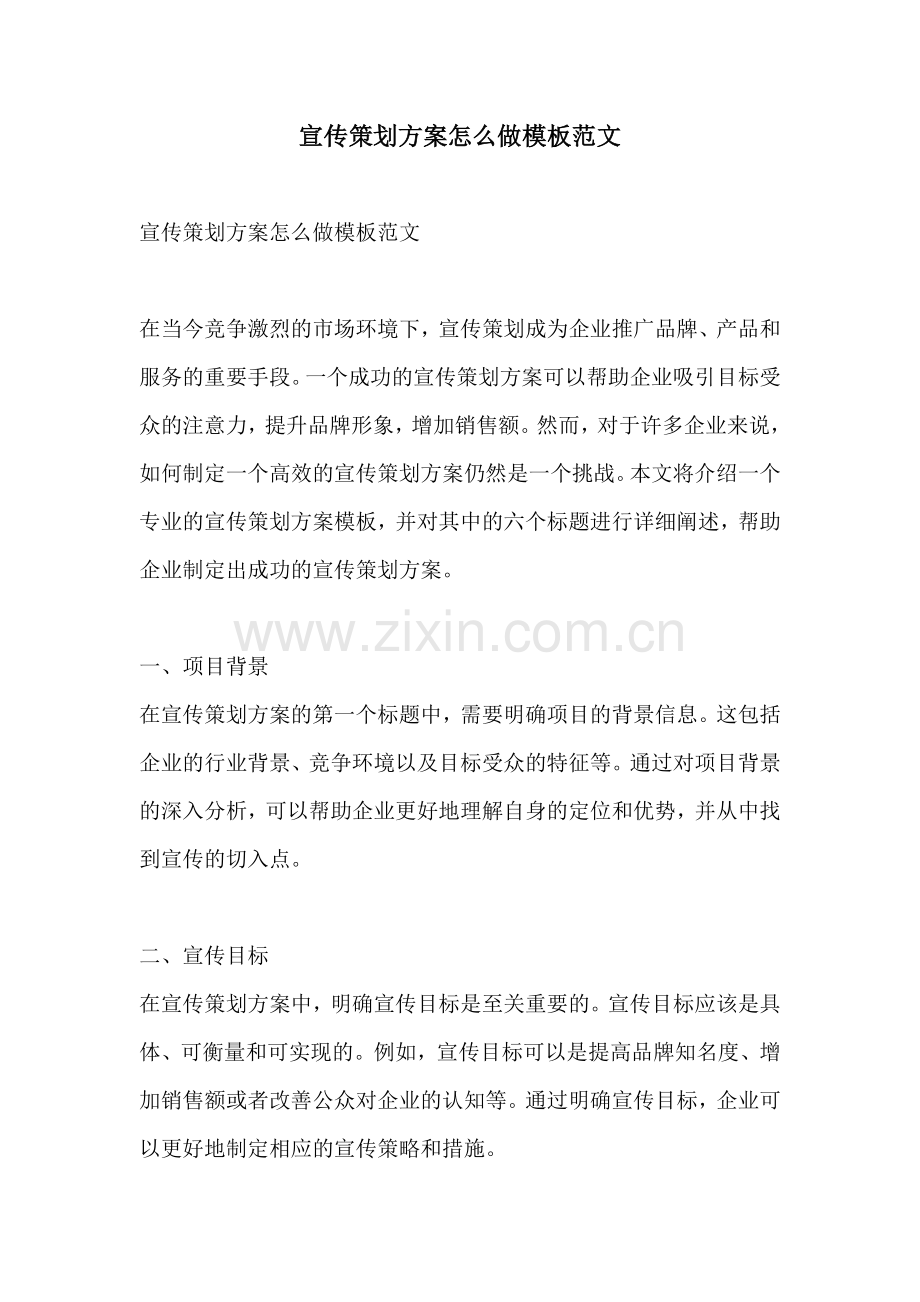宣传策划方案怎么做模板范文.docx_第1页