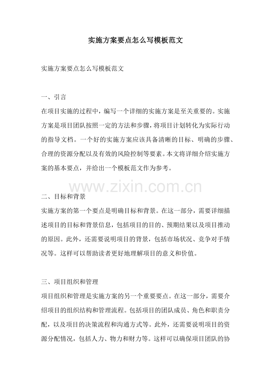 实施方案要点怎么写模板范文.docx_第1页