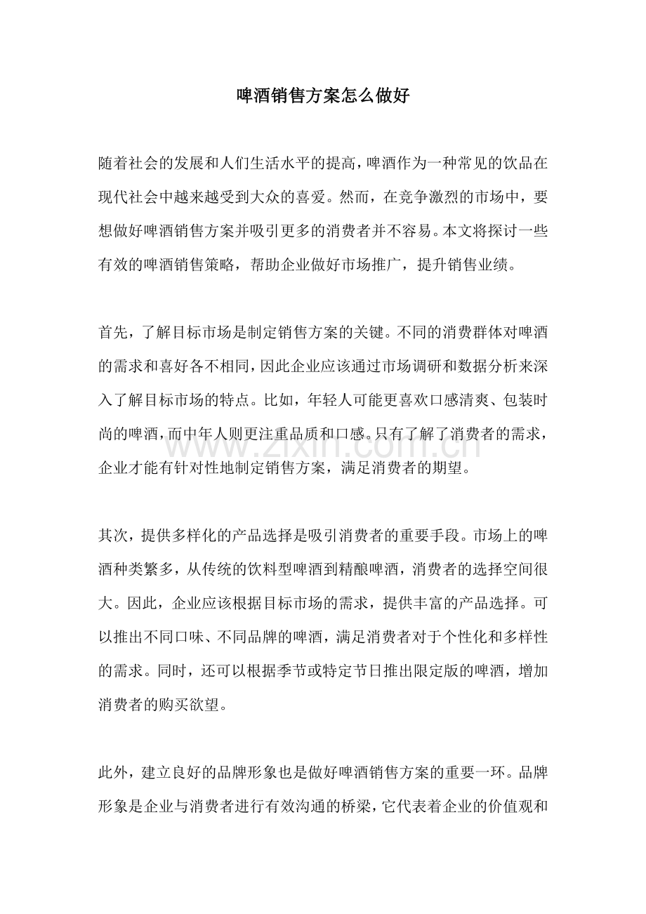 啤酒销售方案怎么做好.docx_第1页