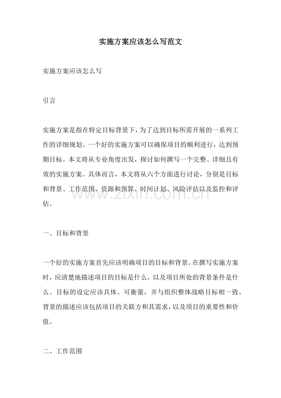 实施方案应该怎么写范文.docx_第1页