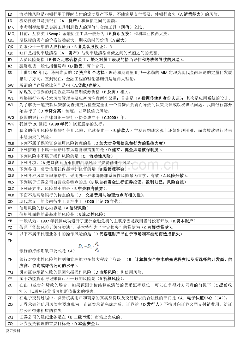 2018电大金融风险管理期末复习小抄.docx_第2页