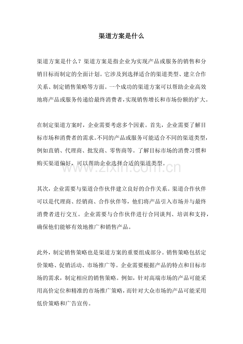 渠道方案是什么.docx_第1页