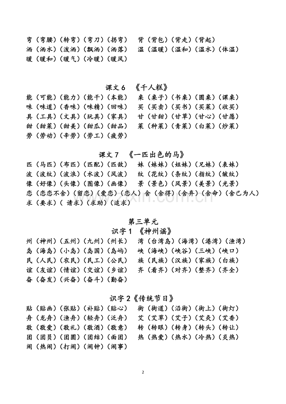 部编版二年级下册生字组词整理版.doc_第2页