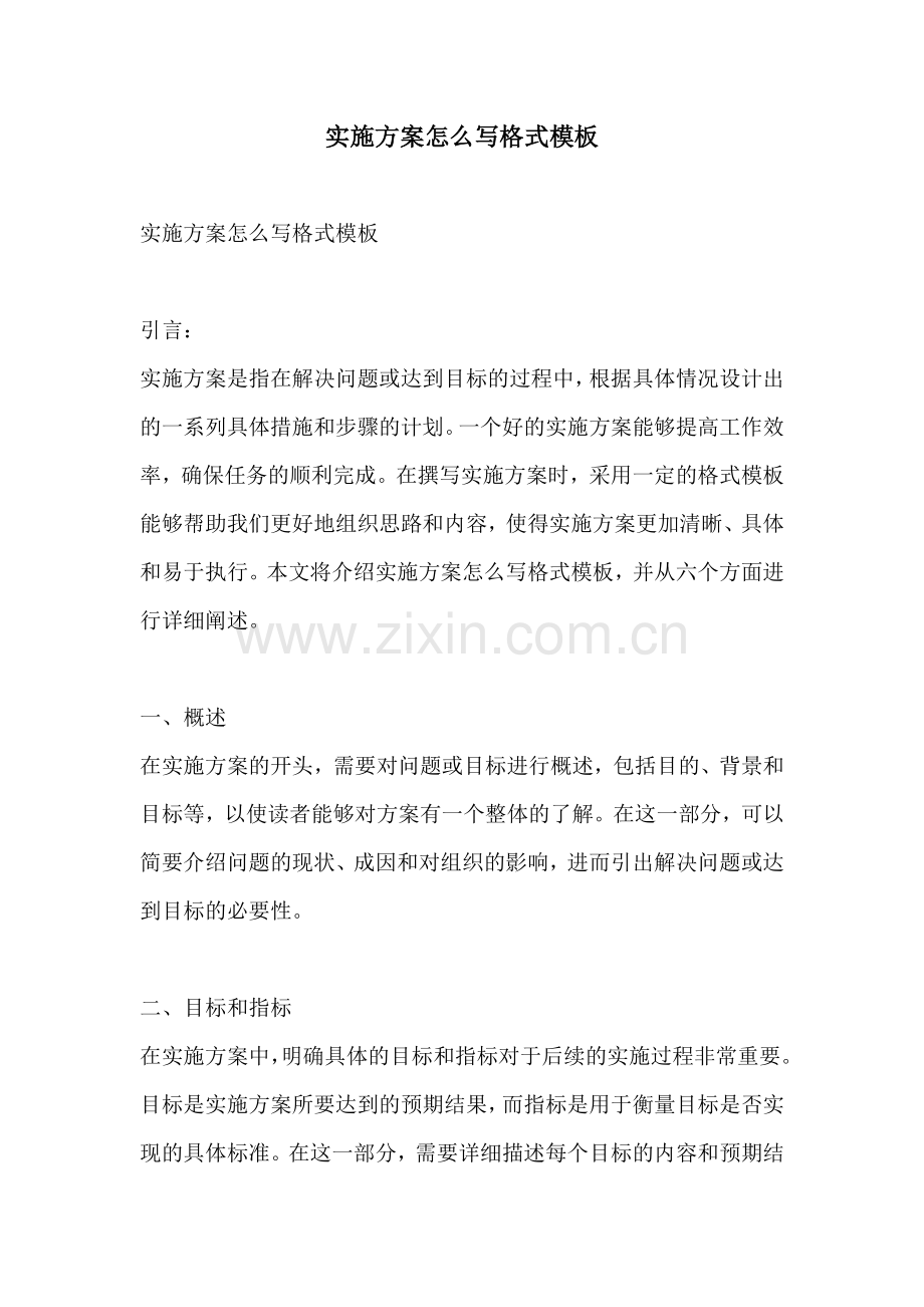 实施方案怎么写格式模板.docx_第1页