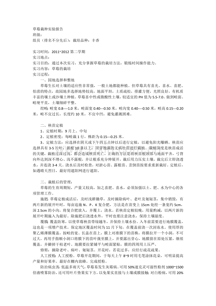 草莓栽种实验报告.doc_第1页