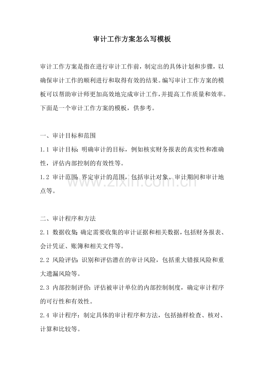 审计工作方案怎么写模板.docx_第1页