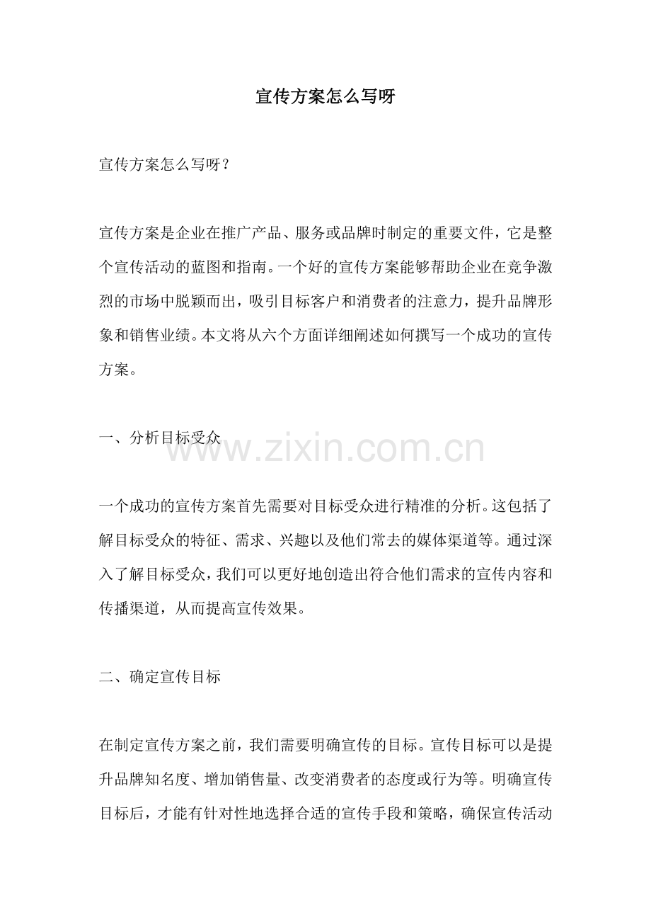 宣传方案怎么写呀.docx_第1页