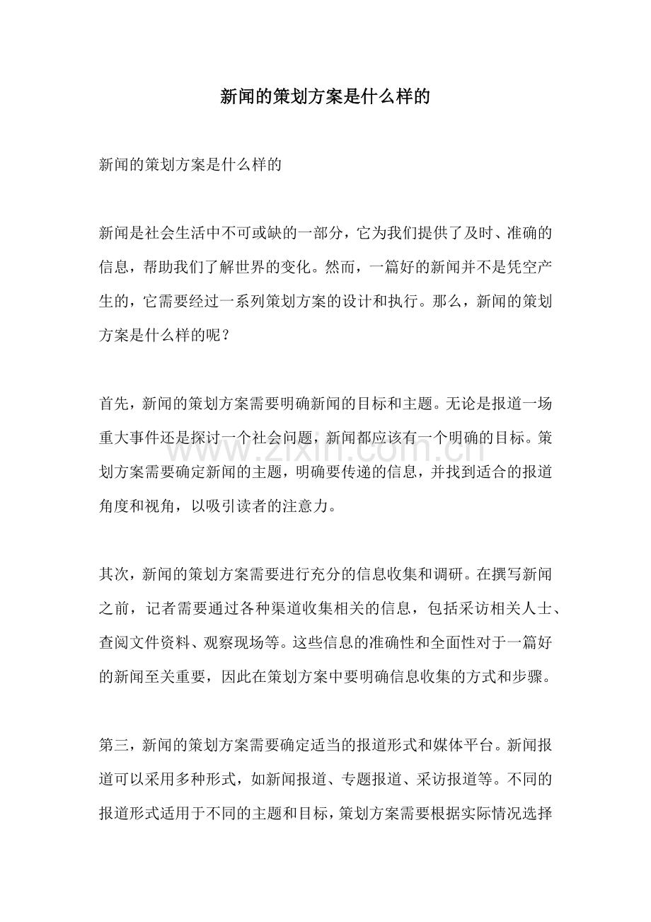 新闻的策划方案是什么样的.docx_第1页