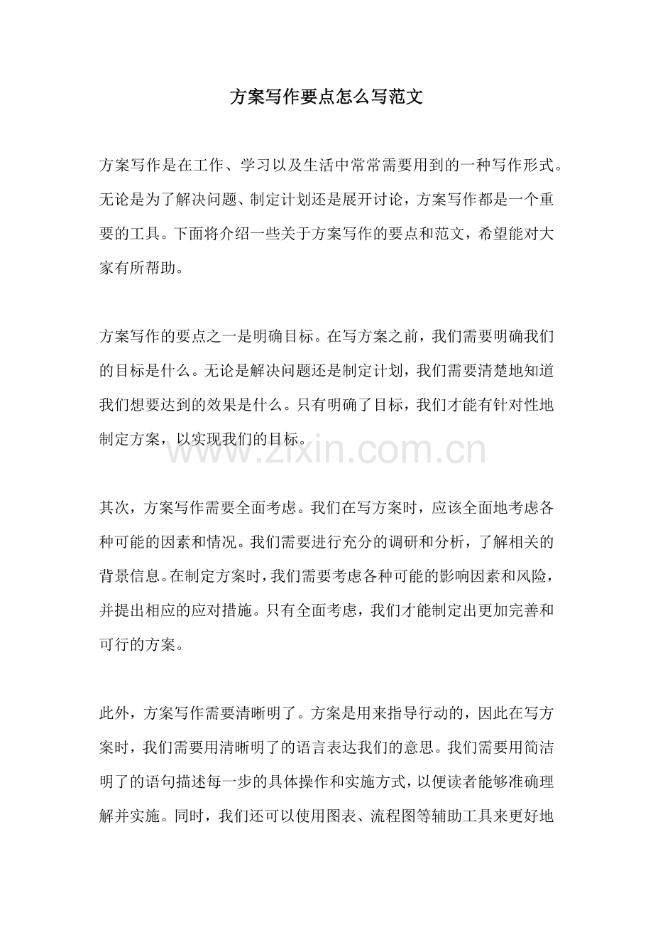 方案写作要点怎么写范文.docx_第1页