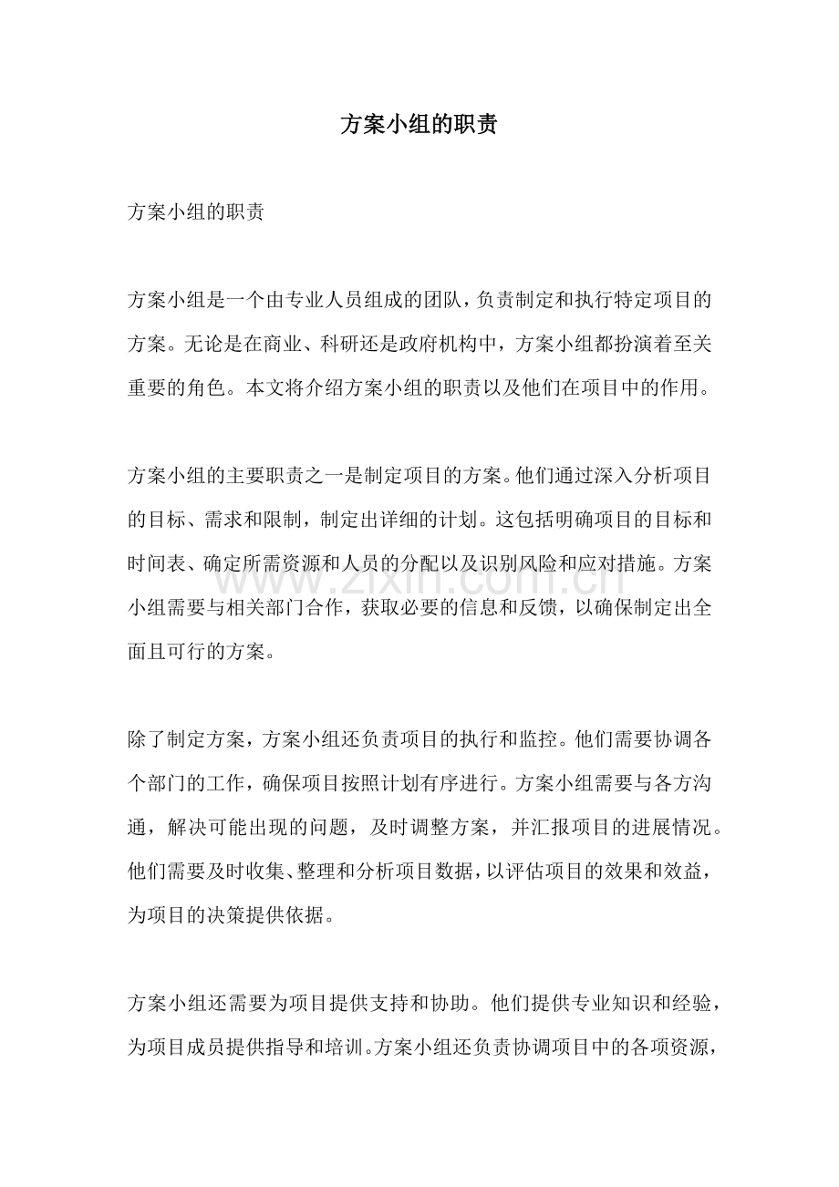 方案小组的职责.docx_第1页