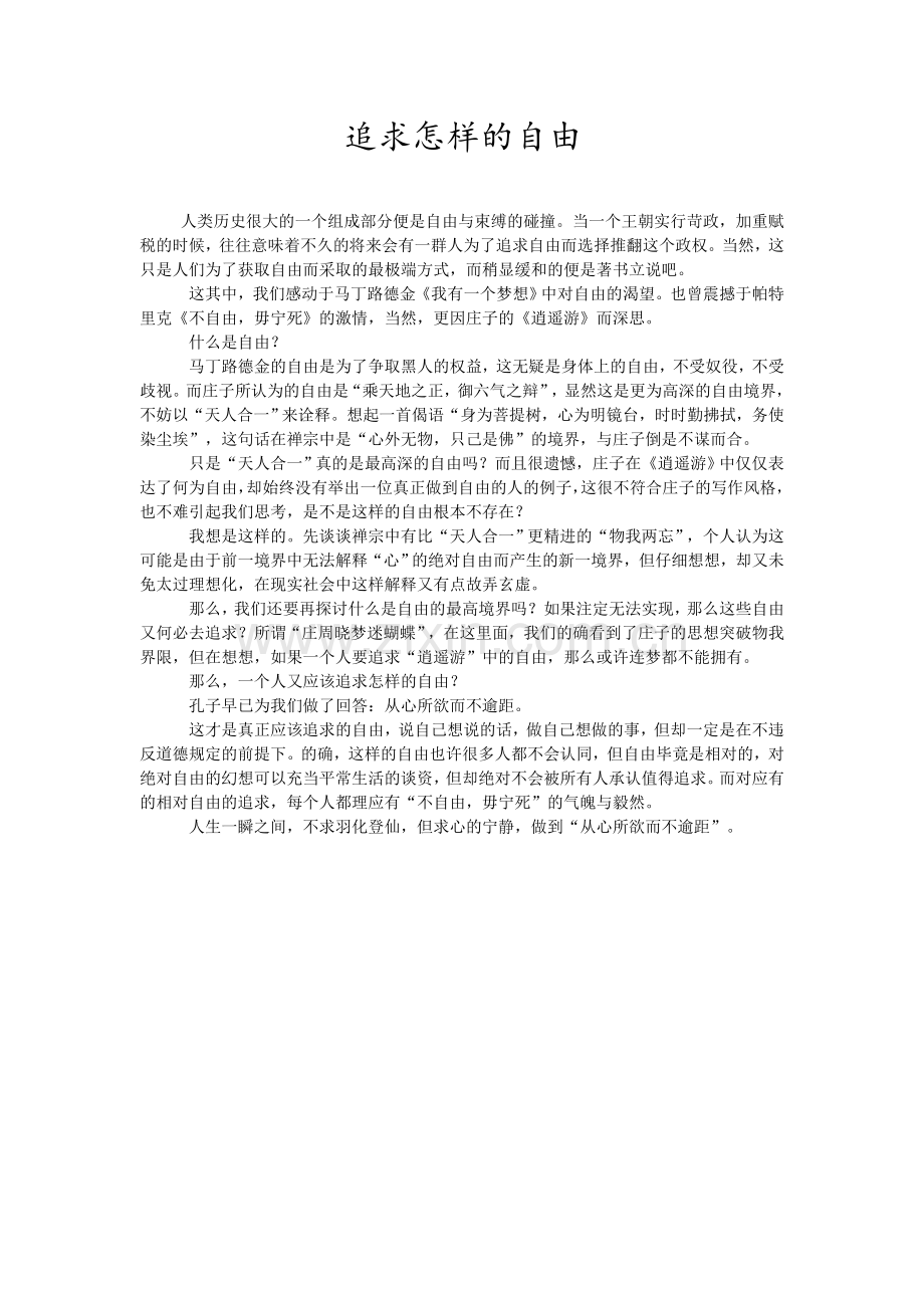 追求怎样的自由.doc_第1页