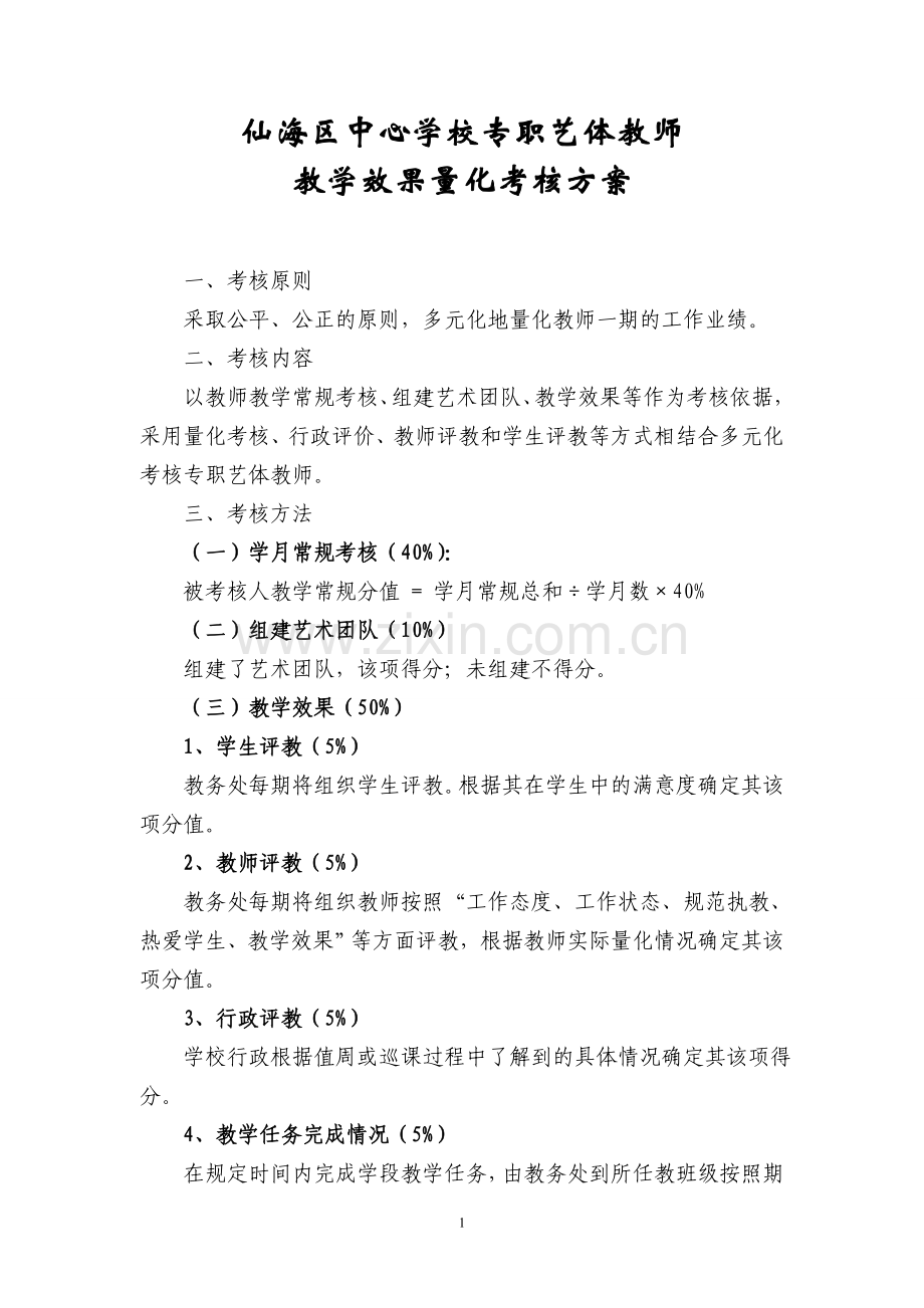 专职艺体教师考核方案.doc_第1页