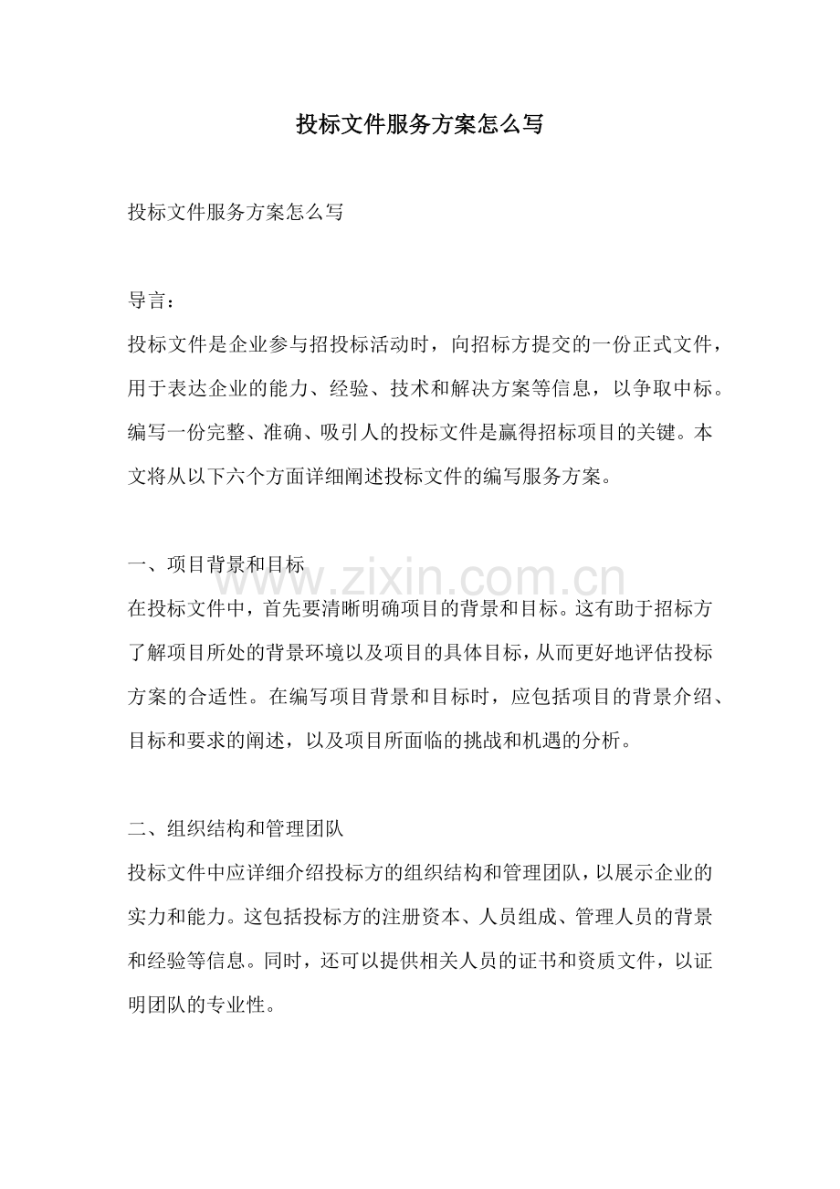 投标文件服务方案怎么写.docx_第1页