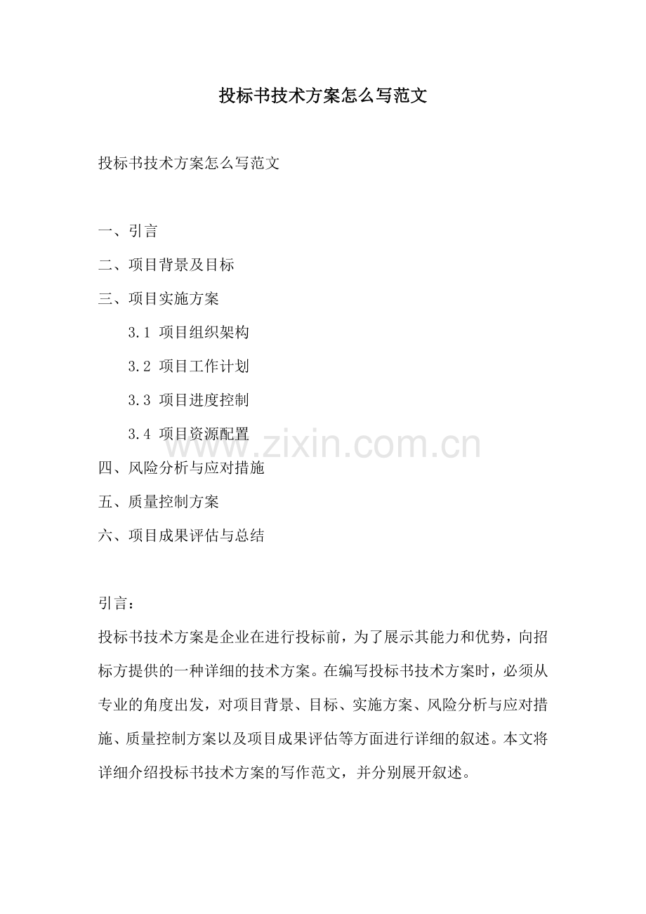 投标书技术方案怎么写范文.docx_第1页