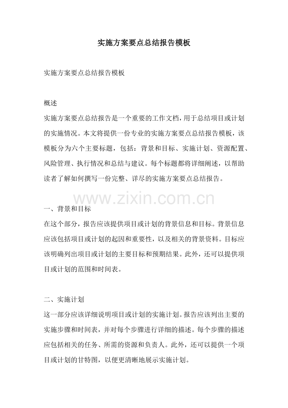 实施方案要点总结报告模板.docx_第1页