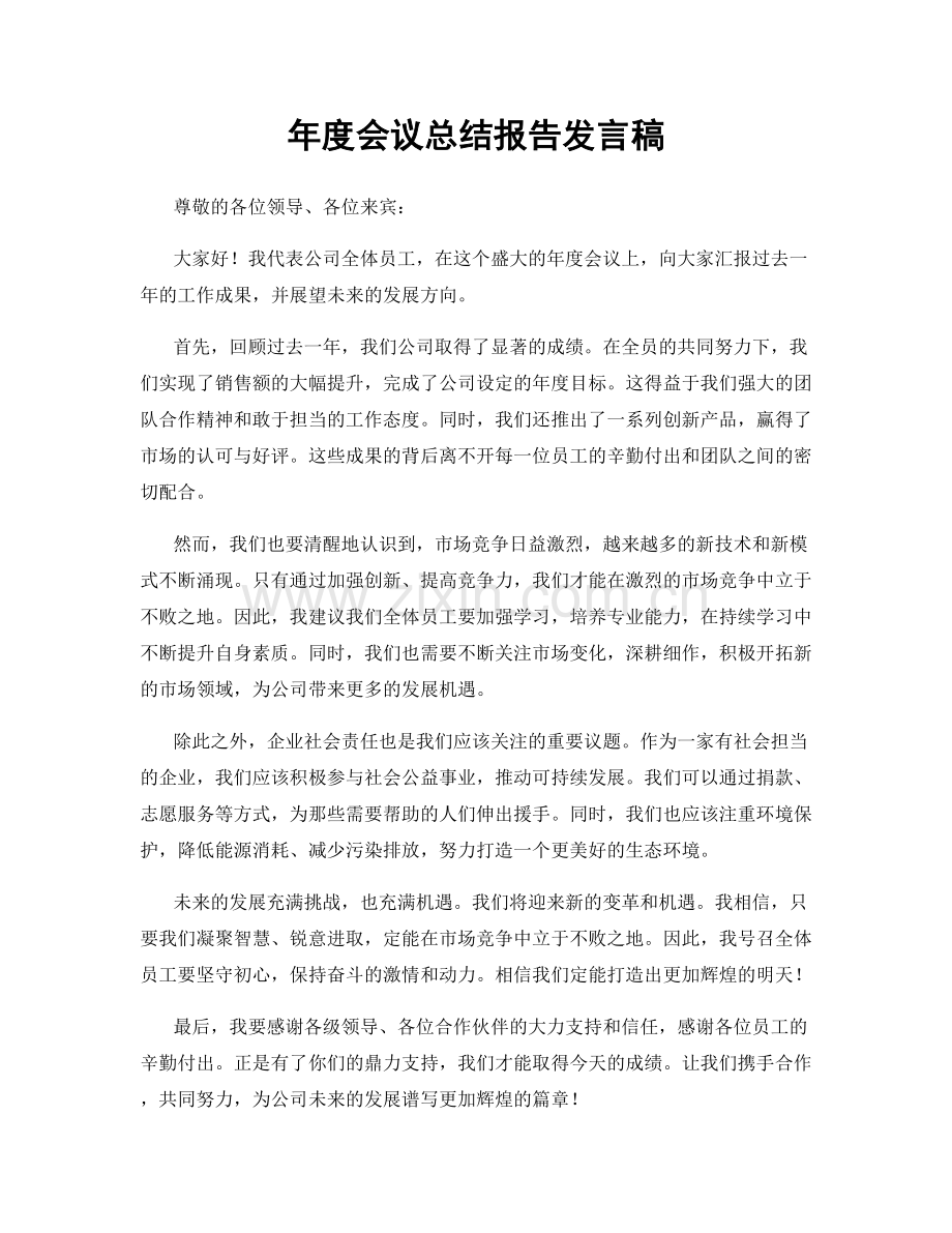 年度会议总结报告发言稿.docx_第1页