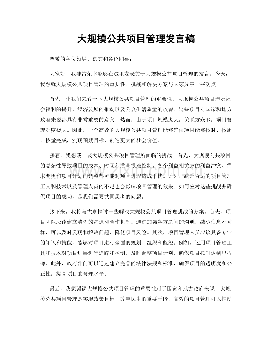 大规模公共项目管理发言稿.docx_第1页