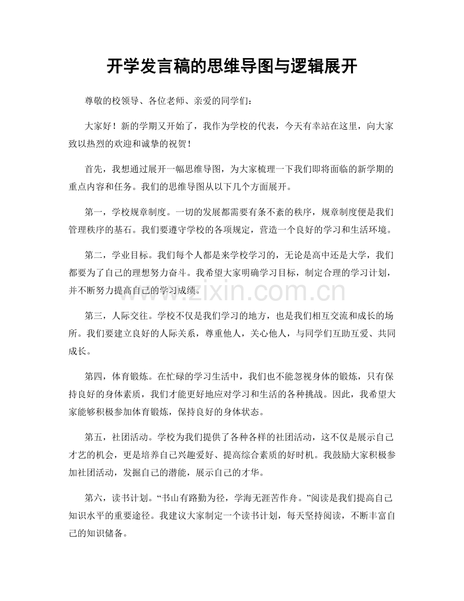 开学发言稿的思维导图与逻辑展开.docx_第1页