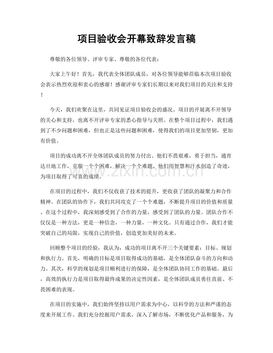 项目验收会开幕致辞发言稿.docx_第1页