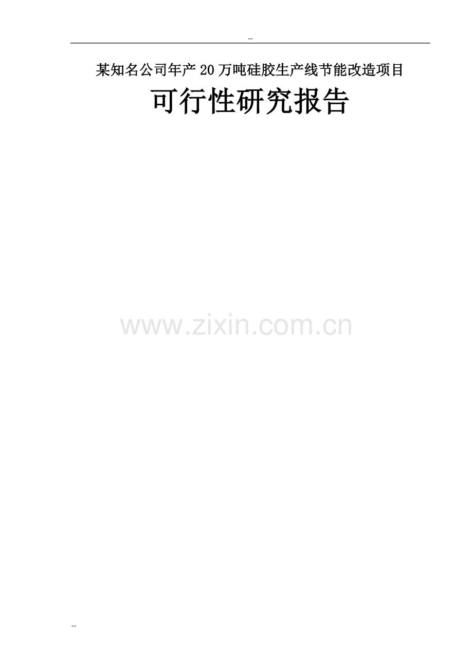 某知名公司年产20万吨硅胶生产线节能改造项目可行性论证报告.doc_第1页