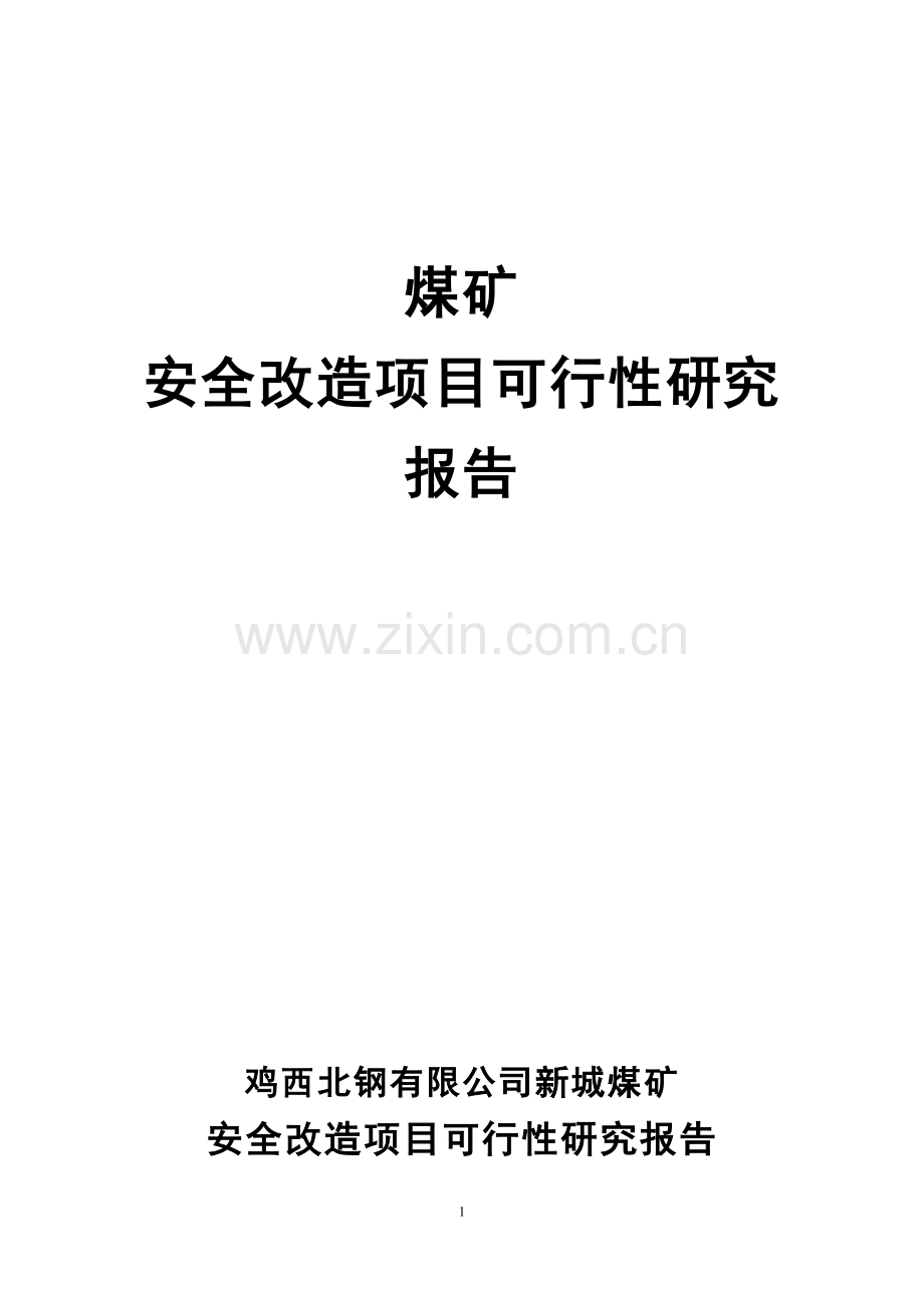 新城煤矿安全改造项目可行性分析报告.doc_第1页