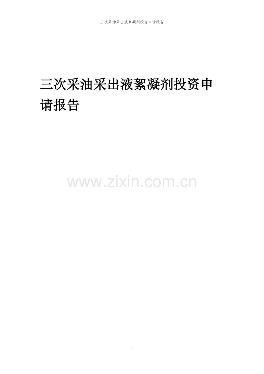 2024年三次采油采出液絮凝剂项目投资申请报告.docx_第1页
