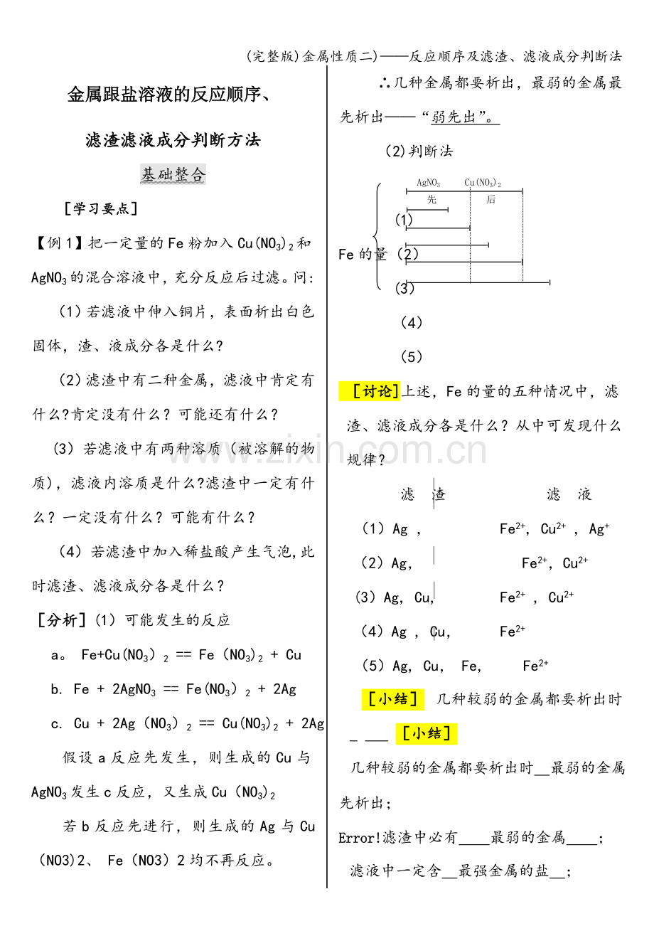 金属性质二)——反应顺序及滤渣、滤液成分判断法.doc_第1页