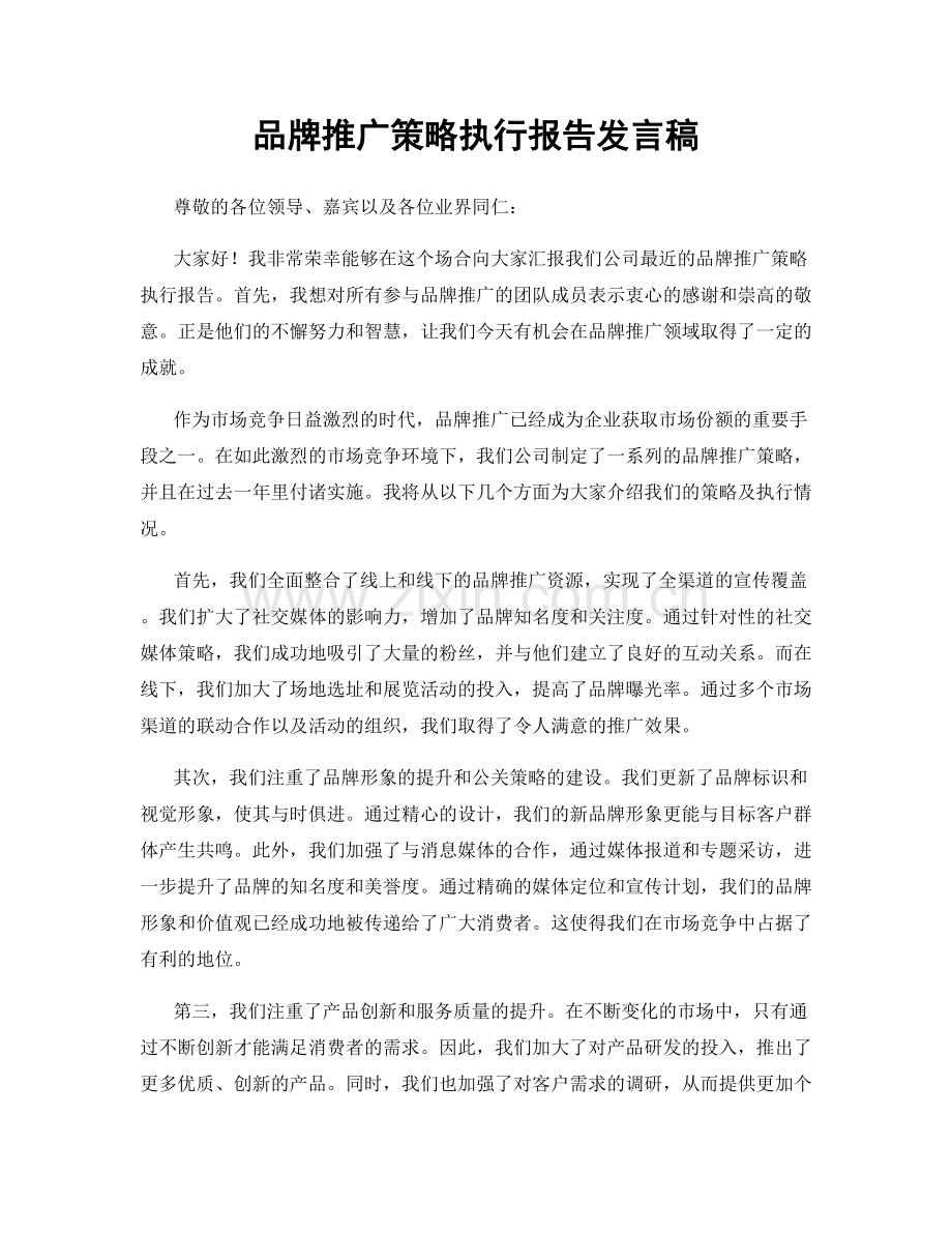 品牌推广策略执行报告发言稿.docx_第1页